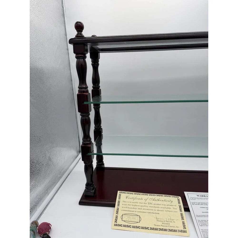 Vintage Thomas Pacconi Classics Wooden Mahogany Wall Shelf Glass Display